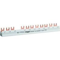 hager Phasenschiene / Kammschiene, 3-polig, mit Gabelanschluss, 10mm2, 63A, 12 Module