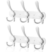 Wall Mounted Stainless Steel Coat Hooks, Coat Hooks for Coats, Towels, Bathrobes (White, 9 Hooks, 2 Pieces)