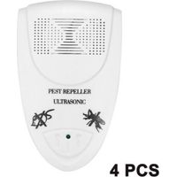 Lot de 4 répulsifs antiparasitaires à ultrasons - Anti-souris - Antiparasitaire prêt à l'emploi, idéal pour les souris, également efficace contre les cafards, les fourmis et les moustiques (blanc)