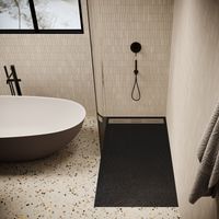 Piatto doccia ultrasottile 90 x 180 cm nero LUCIA in SoliCast® finitura ardesia