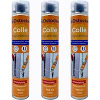 DSTOCK60- 3 colles de montage polyuréthane pistolable - Colle polyuréthane non expansive - Pour le collage et montage de matériaux isolants, panneaux XPS et EPS, rouleaux d'étanchéité toiture bitume…