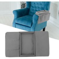 Table de Bras Canapé Organisateur avec Poche Stockage Oxford 600D Gris Sofa Tray