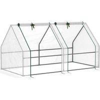 Outsunny – Serre à tomates tunnel 180x90x90cm – Bâche PE haute densité 140g/m² anti-UV – Structure acier thermo-laqué – 2 fenêtres avec zip