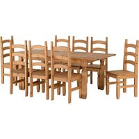 Corona Extending Dining Set(8 Chairs) - Distressed Waxed Pine