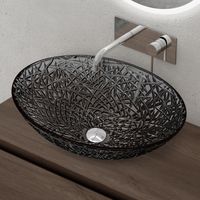 doporro lavabo sobre encimera lavabo de cristal 50,5x36x15,5cm en vidrio gris lavabo lavabo de mano Minerva05