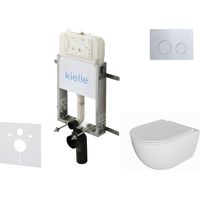 kielle Genesis New - Set Vorwandinstallation, WC Oudee, Rimless, Softclose-Sitz und Betätigungsplatte Gemini New II, Hochglanzchrom 30528SZ05