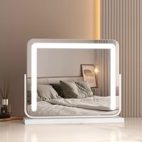 EMKE Hollywood Vanity Mirror with Lights, 360° Rotation Dressing Table Makeup Mirror with Dimmable,3 Color Lighting, 50 x 42cm, White