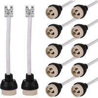 Douilles en céramique GU10 : câble en silicone de qualité 15 cm/10 mm, douille GU10, connecteur GU10 pour ampoule GU10 0-250 V, 3 A, douilles GU10 en céramique - 12 pièces