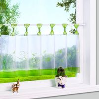 ZOLGINAH 1 lot de rideaux brise-bise à passants Motif fleurs brodées Petit rideau de café Terri, 60 x 120 cm, vert