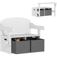 AIYAPLAY banco infantil convertible 3 en 1, juego de mesa y silla, baúl de juguetes con cubos de tela extraíbles, para niños 3-6 años, blanco