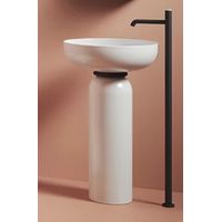 Lavabo centrostanza jolie con colonna bianco lucido e anello giunzione nero