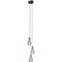 creative cables - Lampada a sospensione multipla a 3 cadute completa di cavo tessile e finiture in metallo