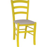 Silla de madera venecia amarillo con asiento en piel sintética gris tórtola