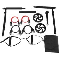 Kit de Barre Pilates + Bandes de Résistance, Barre d'exercice pour Équipement Pilates avec Rouleau Abdominal, Barre de Fitness de Yoga Portable pour, Noir