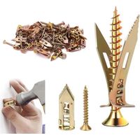 Ancrages autoperceurs, kit d'ancrages et de vis autoperceuses pour cloisons sèches, outils de réparation d'ancrages pour cloisons sèches humides et fixes pour la fixation de meub (50, 4+3.5cm)