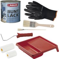 Adler 5in1 Buntlack, Grundlack - ideal als Möbelfarbe und Heizkörperlack verwendbar mit 2x Pinsel + Lackroller Set mit Farbwanne, RAL9016 Verkehrsweiß 375ml