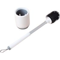 Brosse de toilette, brosse de toilette en silicone, porte-brosse de toilette, brosse de toilette murale noire, brosse de toilette murale sans trous, porte-brosse de toilette murale en acier inoxydable