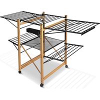 Vounot – Étendoir à linge extensible 30m – Acier inoxydable et plastique – 25 kg de capacité – Roues avec freins pour stabilité – Pliant et élégant