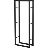 Porta Legna Verticale in Metallo Nero da Interni ed Esterni con Portata 100 kg max, 60x25x150 cm