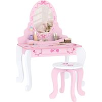 AIYAPLAY Kids Dressing Table Set, Two-Piece Children Vanity Table with Stool