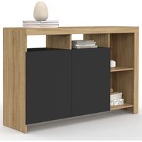 Credenza MALO 110 cm con legno effetto faggio e ante nere
