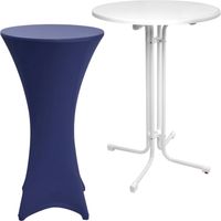 Table haute Outdoor Sylt, pliable, Ø70cm, bleu, avec housse