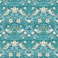 William Morris Design Strawberry Thief Wallpaper Teal Blue Paste The Wall