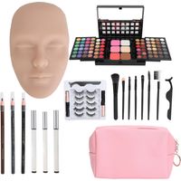 Kit de tête de mannequin 3D pour maquillage réutilisable en silicone professionnel, teint moyen, idéal pour débutantes et pratique.
