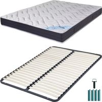 Matelas mousse + Sommier métal démonté 160x200 Melior - Hauteur 20 cm - Soutien ferme