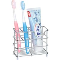 Petit porte-brosses à dents de salle de bain, organisateur d'accessoires de salle de bain en acier inoxydable argenté à 5 compartiments, adapté aux petits espaces.