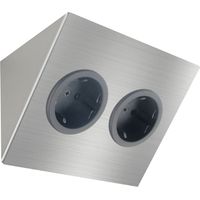 Caressi Ecksteckdose 2fach, 115x140x83mm Edelstahl
