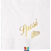 Big Party Tovaglioli Carta Sposi 25 x 25 Cm 2 Veli Cf 16 Pz Bianco