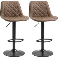 Juego de 2 Taburetes de Cocina Taburetes Altos con Altura Ajustable Asiento Giratorio 46,5x51x86-106 cm Marrón