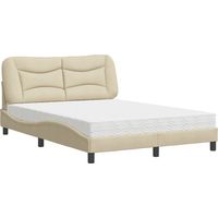 Maison Exclusive - Letto con Materasso Hvar Crema 140x200 cm in Tessuto