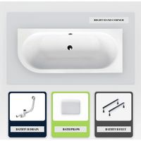 Asymmetrische Badewanne - 150 x 75 cm - Rechts - ohne Verkleidung - mit Füßen - Kopfstütze - Ablaufgarnitur Chrom - AVITA