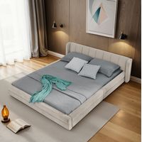 letto matrimoniale 140x200 chenille beige stabile HAVRYA