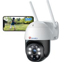 Ctronics 5MP Überwachungskamera Wifi 2,4/5GHz extern innen Reichweite von 30 Metern Bewegungserkennung von Menschen automatische Nachverfolgung Weiß
