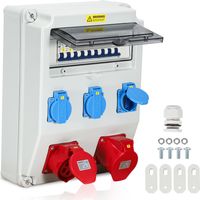 Swanew – Coffret de chantier distributeur de courant mural avec disjoncteur – Répartiteur électrique 1xCEE 32A 400V – 3xSchuko 230V – IP44 résistant à l'humidité