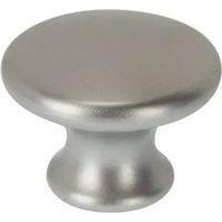Runder Knopf aus alugrauem Kunststoff, D.37mm, H.28mm, 1 Stück mit Schrauben.