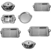 Vassoio a servire con manici cestino risottiera biscottiera coperchio in acciaio - MISURA: Vassoio diametro 35 cm