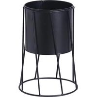 mit geometrischem Design Blumentopfständer Metall Schwarz