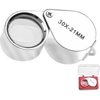 Loupe de bijouterie 30x, avec étui, idéale pour la lecture, les livres, les journaux, l'observation des insectes, les loisirs, etc. (Grossissement 30x)