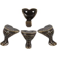 CCYKXA 4pcs Small Decorative Corner Legs for Jewelry Box,Small Decorative Corner Legs for Jewelry Box,Antique Brass Box Feet with Screws for Jewelry Chest,Wooden Storage Box