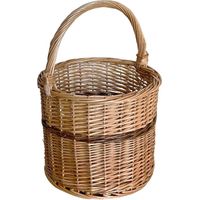 Cesto tondo modello Sara in vimini con manico , diametro 27 cm, altezza 26 cm