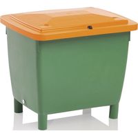 Streugutbehälter L790xB605xH775mm 210l HD-PE grün/orange o.Entnahmerutsche