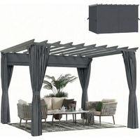 Pergola ca. 3,6x3 m Garten Pavillon Terrassenüberdachung aus Aluminium Gartenpavillon mit verstellbares Dach Dunkelgrau