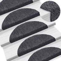 Vidaxl – Tapis d'escalier autocollants 15 pièces 56 x 17 x 3 cm – Gris foncé – Conception antidérapante – Réduction du bruit – Lavable en machine