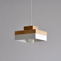 royaluxe -Luminaire Suspendu Moderne Plafonnier Contemporain Vernis Blanc Luminaire Suspendu Lustre de Plafond Luminaire Suspendu en Bois et en Métal Suspension, carré, blanc