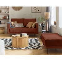 Copy of charlie – wohnlandschaft u-form – 7-sitzer – mit schlaffunktion und bettkasten – aus cord - terrakotta