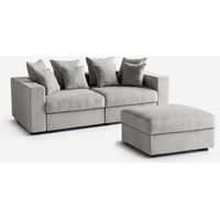 Canapé modulaire de salon déhoussable avec pouf et coussins Cortina D - Silver